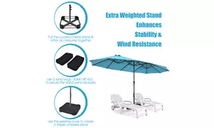 groupon patio umbrella 11' Octagon Beige Canopy efficient solar Jardinico Giant Sidepost Crank Lift