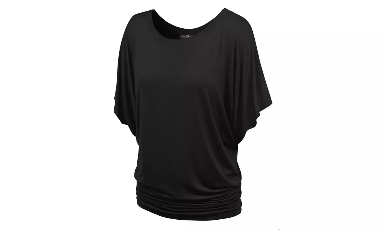 Made by Johnny Womens Scoop Round Neckline with Kimono Sleeves Top