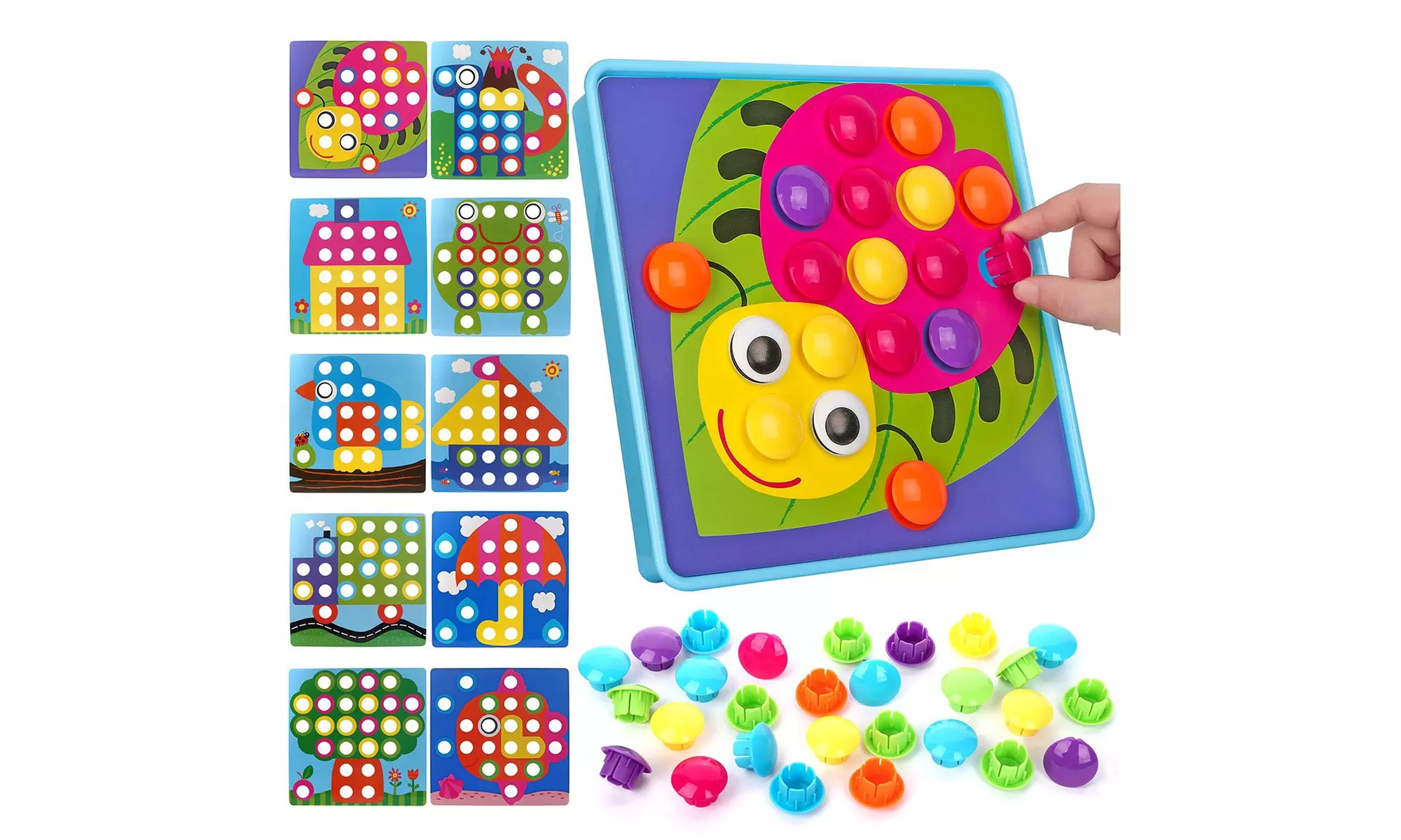 NextX Button Art Toy Color Matching Mosaic Pegboard Early Learning Educational - Primary Image