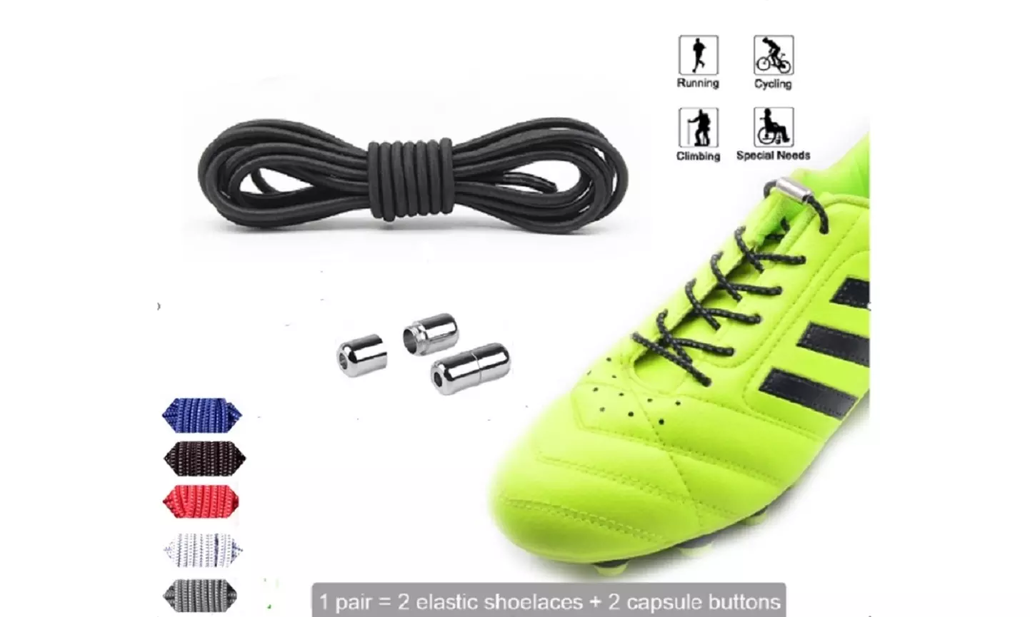 Elastic No Tie Lazy Shoe Laces Shoelaces Trainers Shoes Adult Kids  - Primary Image