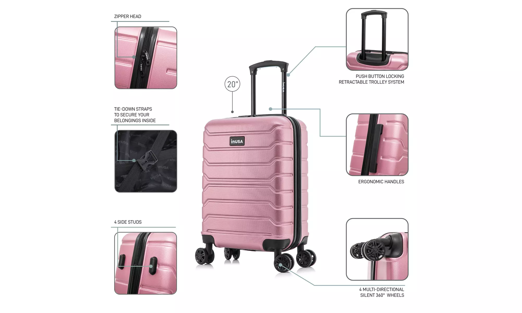 InUSA Trend lightweight hardside spinner luggage 20'', 24", 28" 