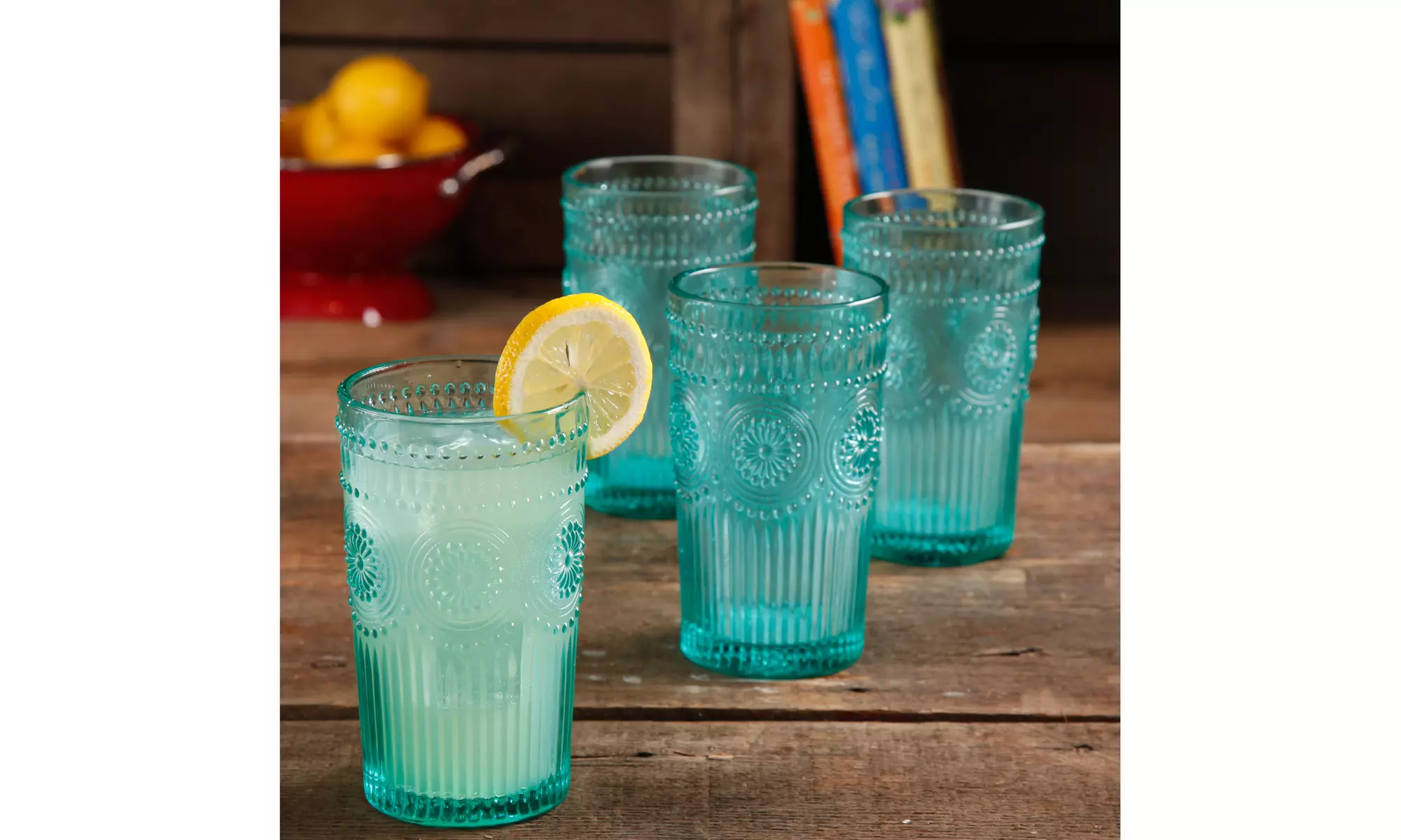 The Pioneer Woman Adeline 16-Ounce Emboss Glass Tumblers, Set of 4 - Primary Image