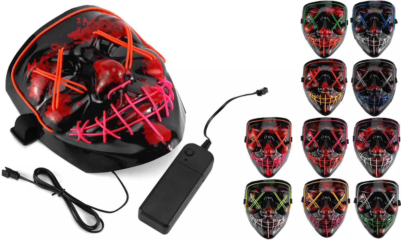 Halloween Two-color Lighted Purge Mask Led Costume Mask EL Wire Light Up - Primary Image