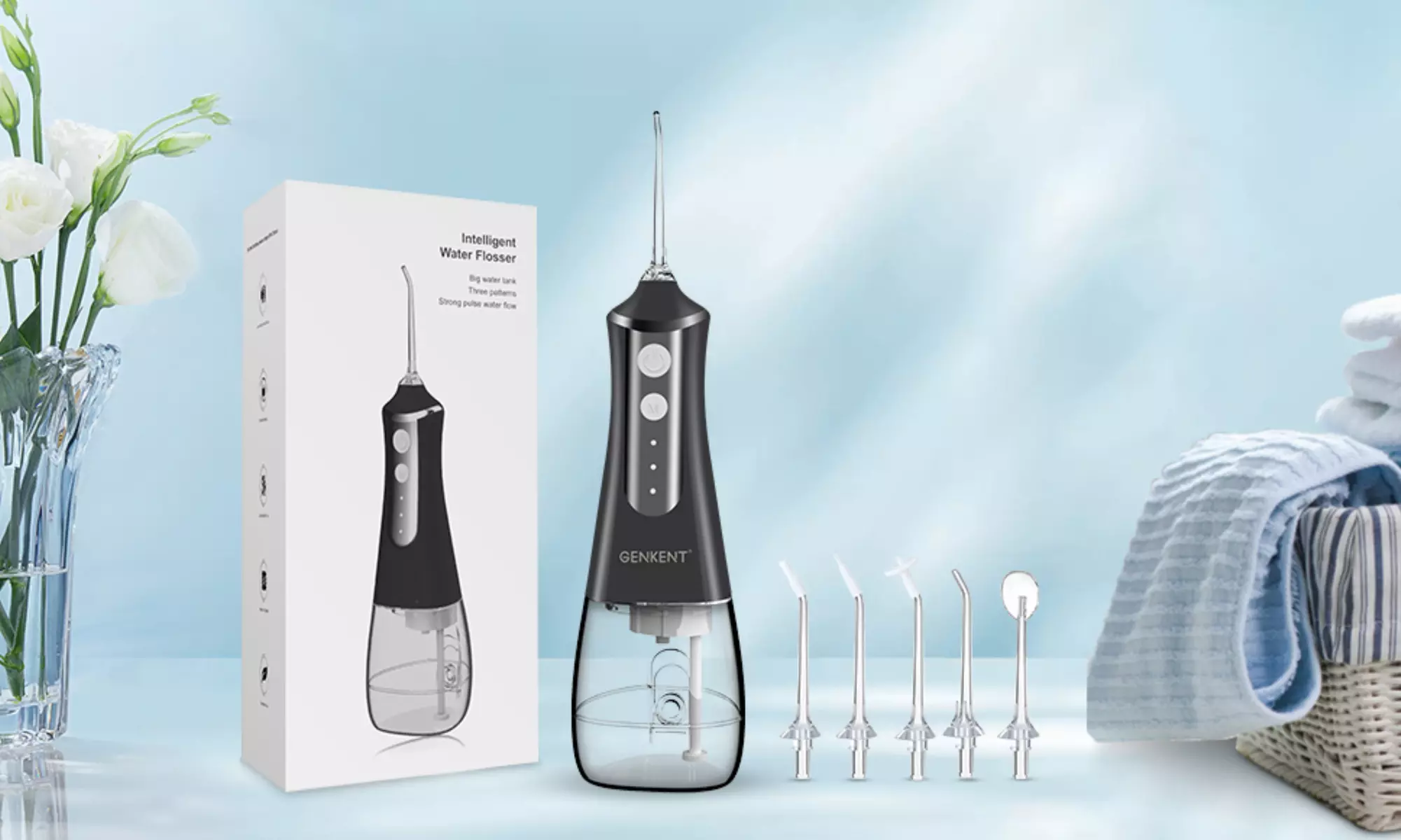 Water Dental Flosser Teeth Cleaner Cordless Portable Oral Irrigator 5 Jet Tips