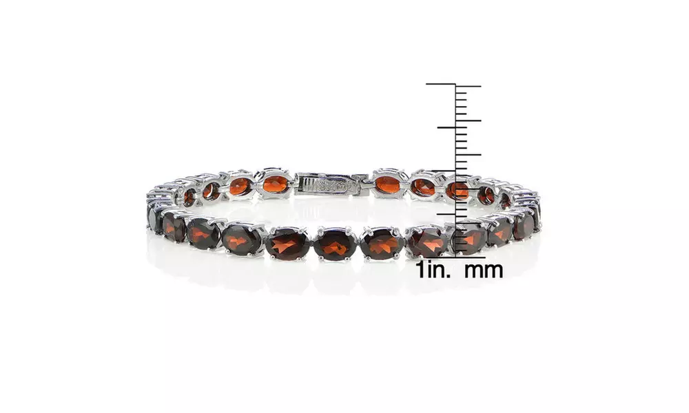 Sterling Silver 19ct Garnet 7x5mm Oval Tennis Bracelet - Second Medium