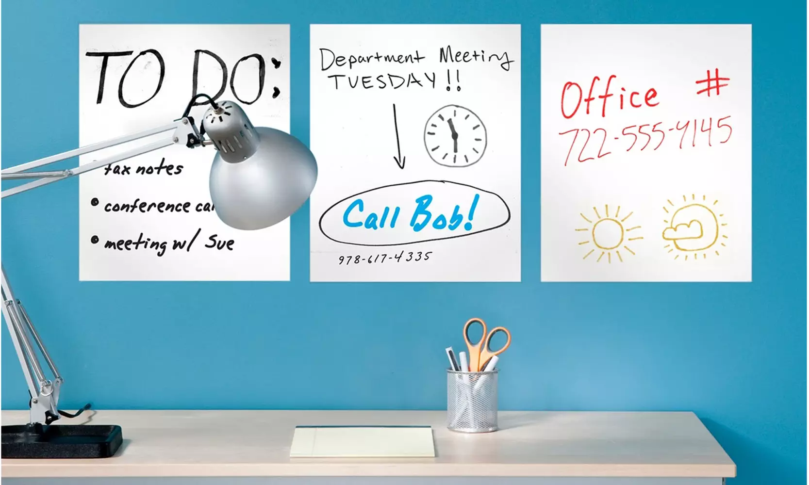 Removable Dry Erase Sheets with Marker Set (7-Piece) - Primary Image