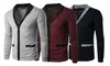 Men Long Sleeve V-Neck Top Coats Casual Cardigan Sweater Outerwear Cardigans