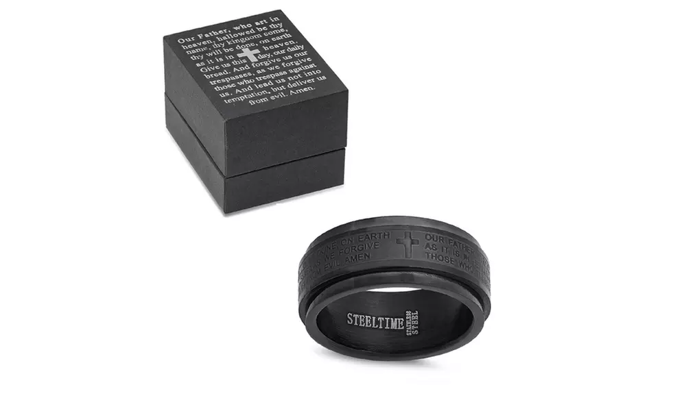  Stainless Steel Our Father Prayer Band Ring