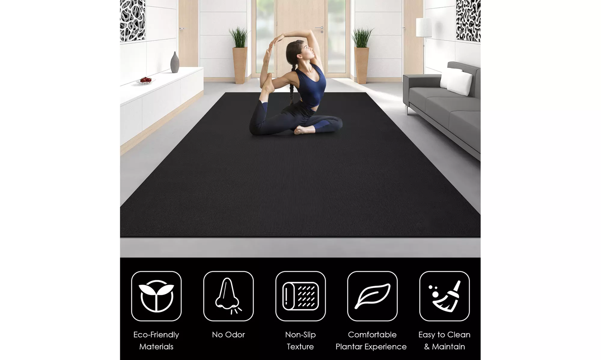 Large Yoga Mat 6' x 4' x 8 mm Thick Workout Mats for Home Gym Flooring