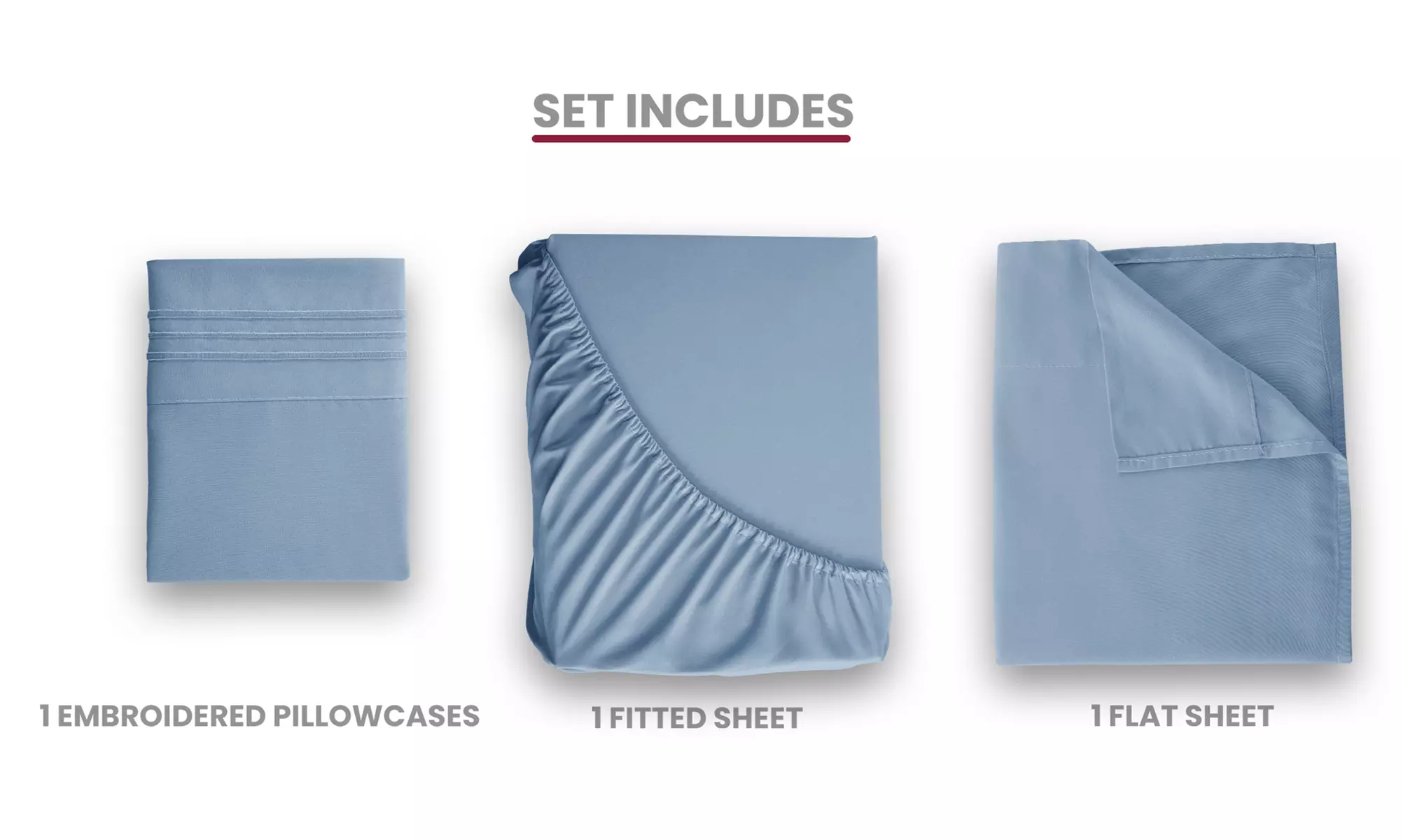 Lux Decor 4Pc Deep Pocket Sheet Set With Embroidered Pillowcases & Giftable Bag