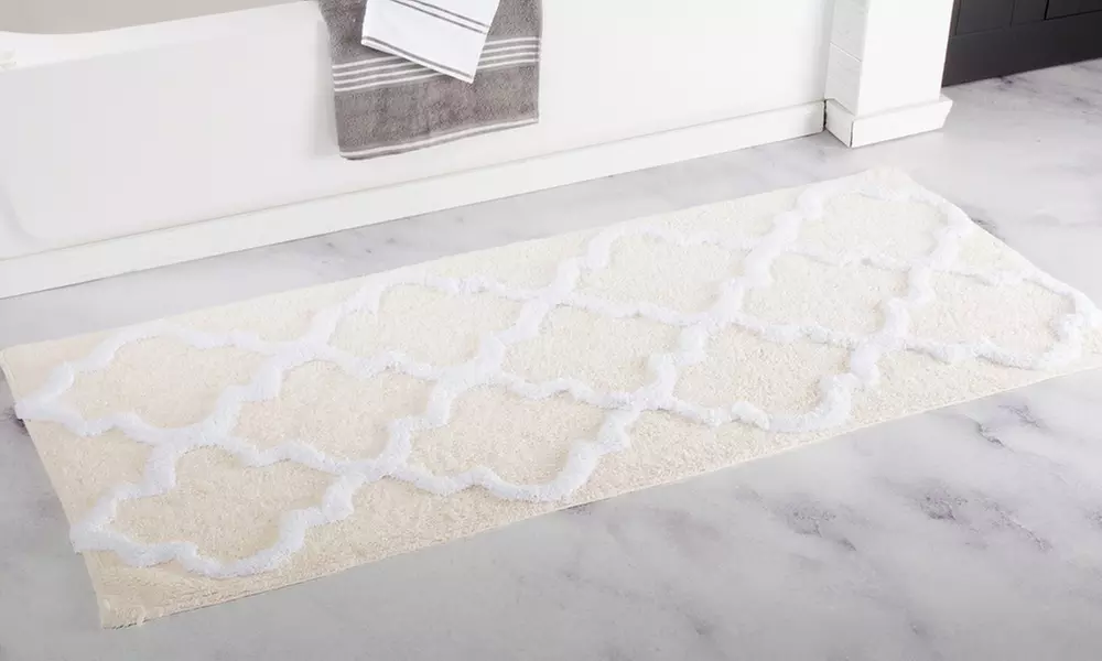 Oversized Lavish Home 100% Cotton Trellis Bathroom Mat (24" by 60")