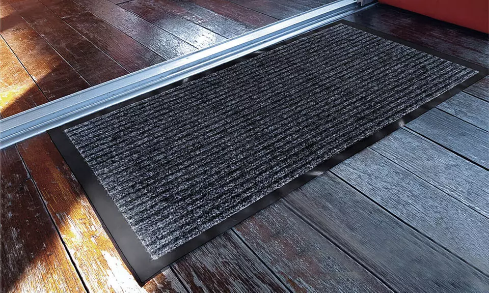 2 Pack Striped Door Floor Mat Indoor Outdoor Rug Entryway with Rubber Backing - Primary Image