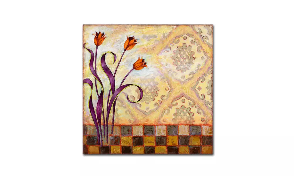 Rachel Paxton 'Flowers and Tiles' Canvas Art - Second Medium