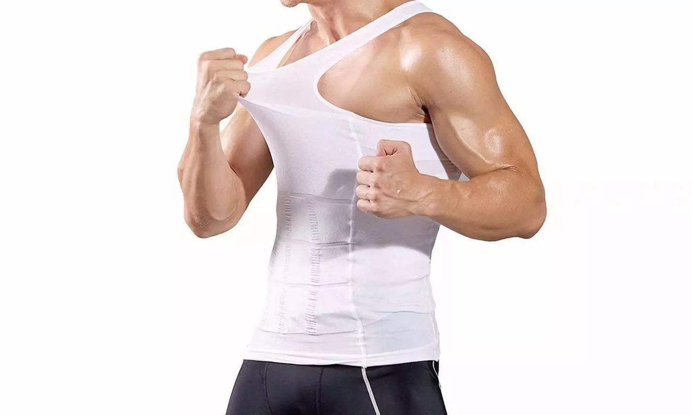 Mens Slimming Body Shaper Vest Shirt Tummy Vest Thermal Compression Tank Top