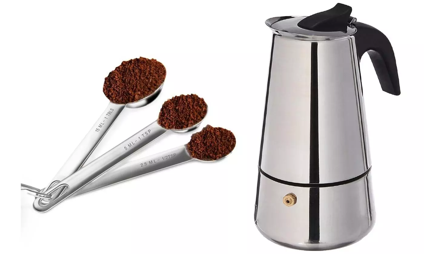 Compact 9 Cup Stainless Steel Espresso Coffee Maker Home Small Kitchen Appliance - Primary Image