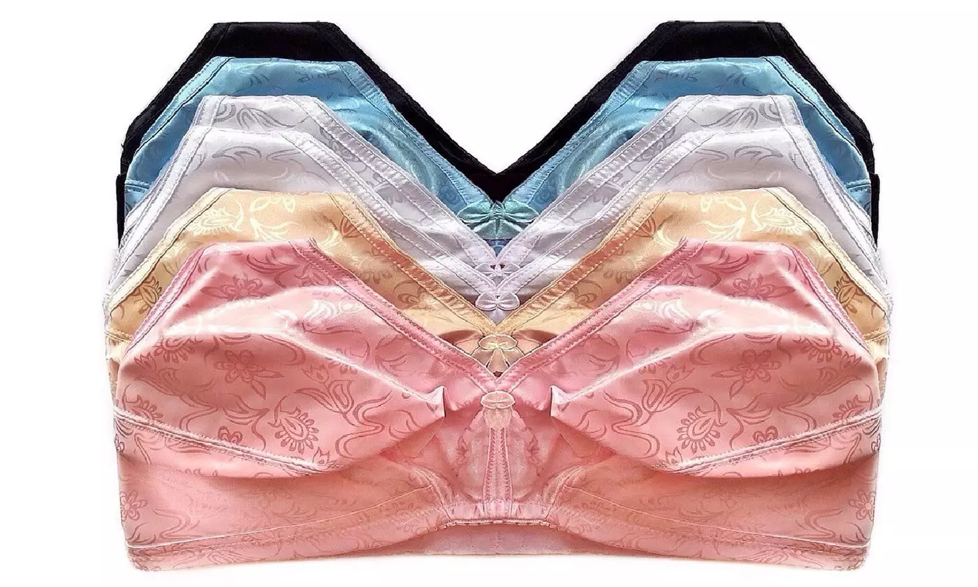 6 Pack Wireless & No Padding Full Coverage Bras (Cup 34DD-48DD & 38DDD-46DDD) - Second Medium