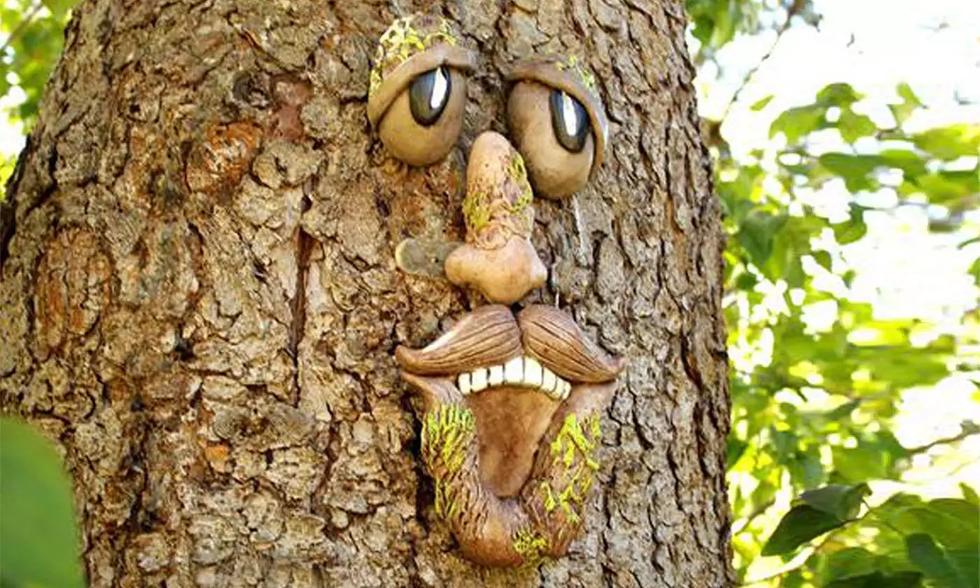 LakeForest Tree Faces Decor Funny Old Man Tree Hugger Bark Ghost Face Decoration