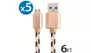 5x Micro USB Fast Charger Data Sync Cable Nylon Braided Cord for Samsung Android
