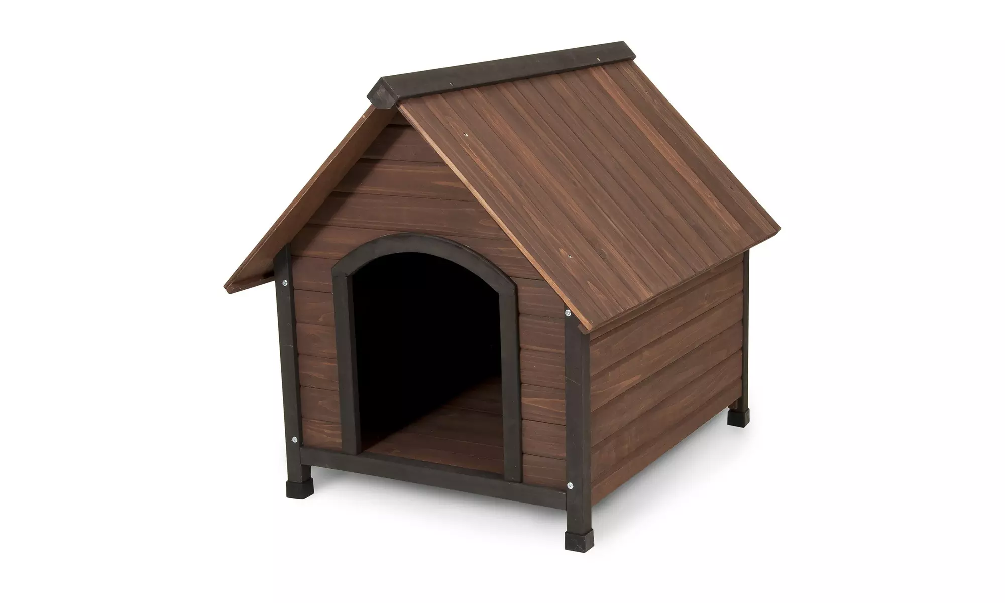 Aspen Pet Ruff Hauz Peak Roof Wooden Dog House, Large, 38"x31"x34" - Primary Image