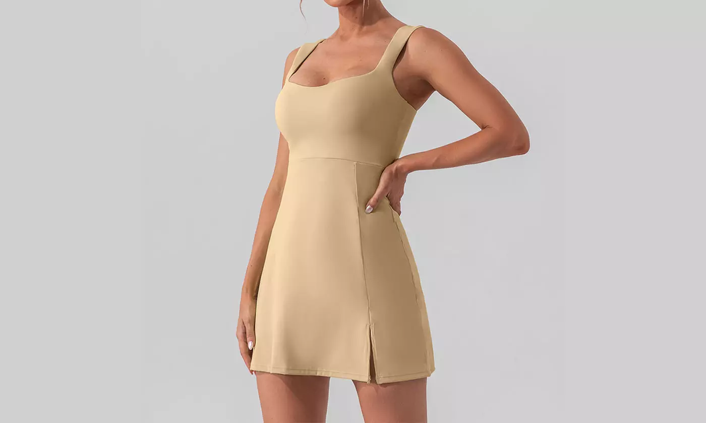 Women Square Neck Workout Dress