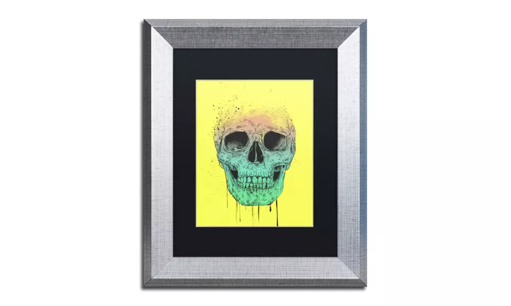 Balazs Solti 'Pop Art Skull' Matted Silver Framed Art - Primary Image