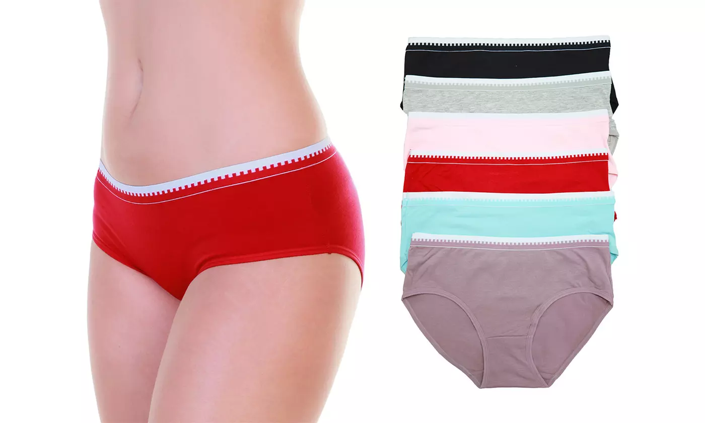 Six-Pack of Angelina Women's Cotton Hiphugger Panties