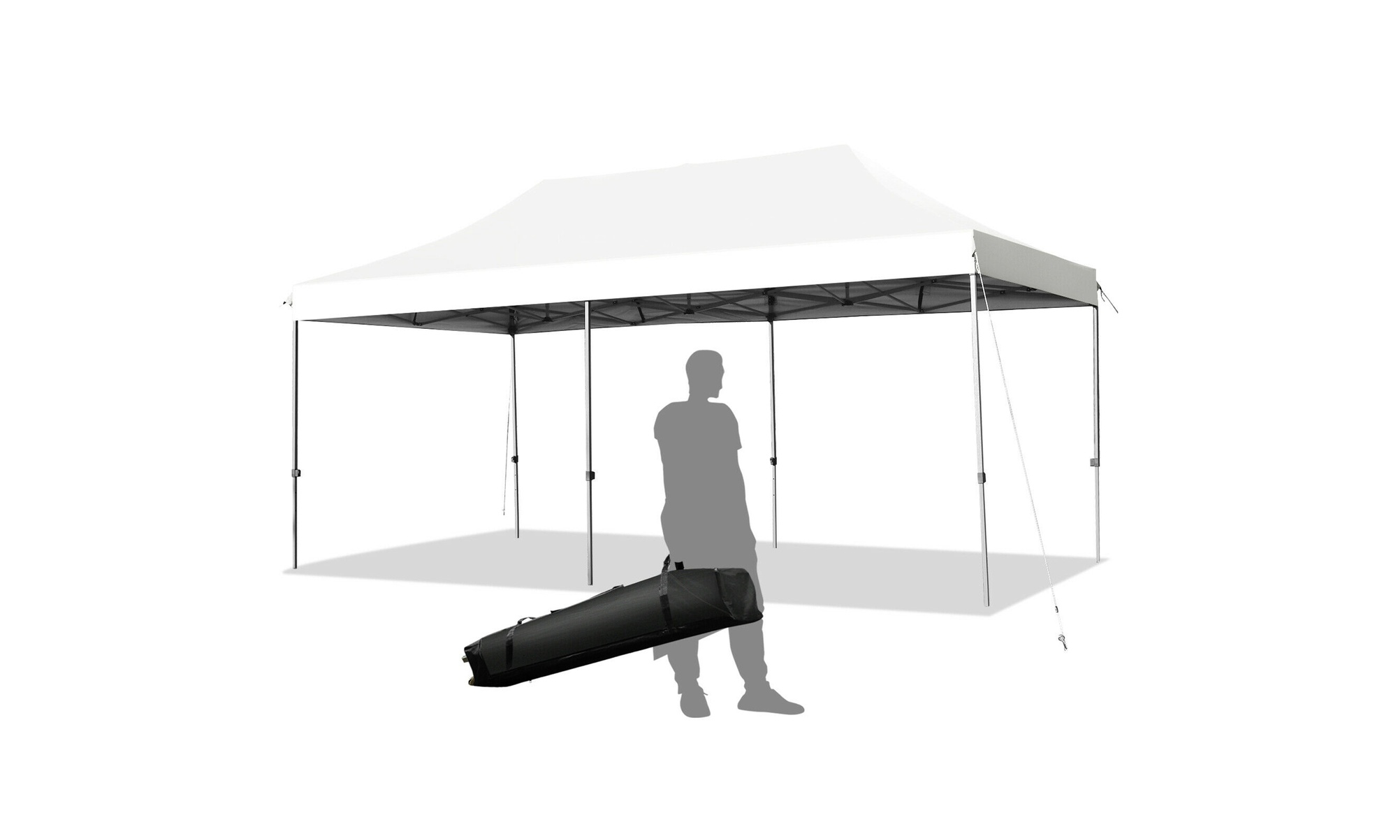 Costway 10'x20' Pop up Canopy Tent Folding Heavy Shelter Adjustable W/Bag White