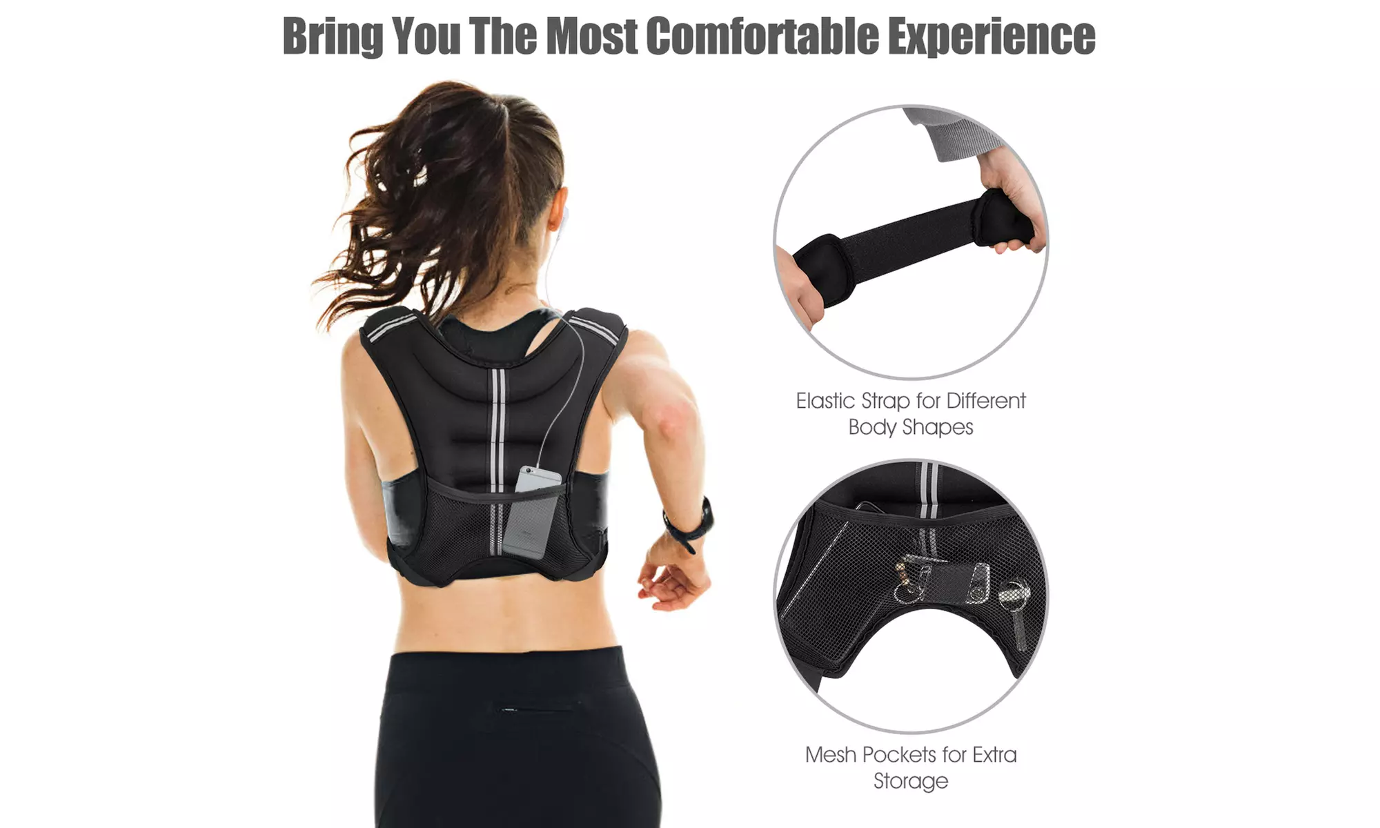 Costway 12LBS/20LBS Workout Weighted Vest Mesh Bag Adjustable Buckle Fitness