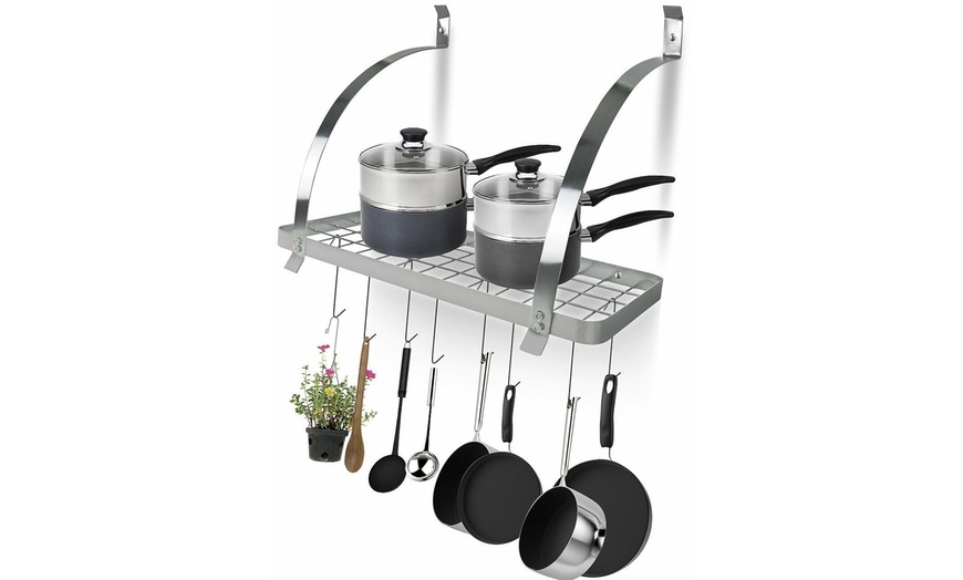 sorbus kitchen wall pot pan rack black