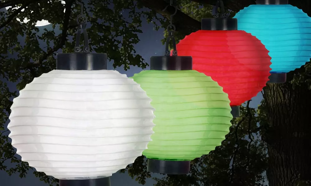 Pure Garden Outdoor Solar Chinese Lanterns (4-Pack) - Primary Image