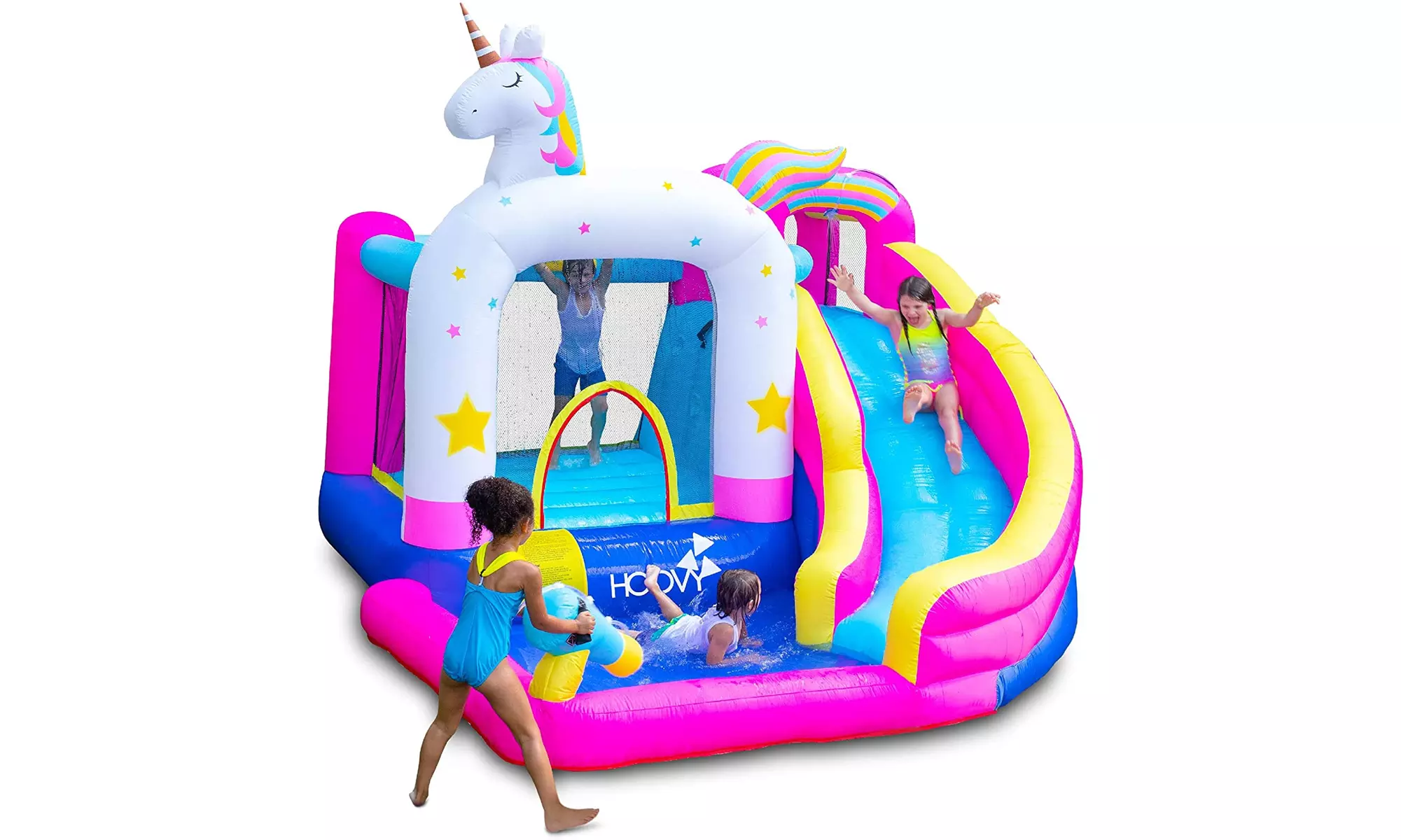 Giant Unicorn Bounce House Water Slide w/ Trampoline & Pool - Air Pump Included - Primary Image