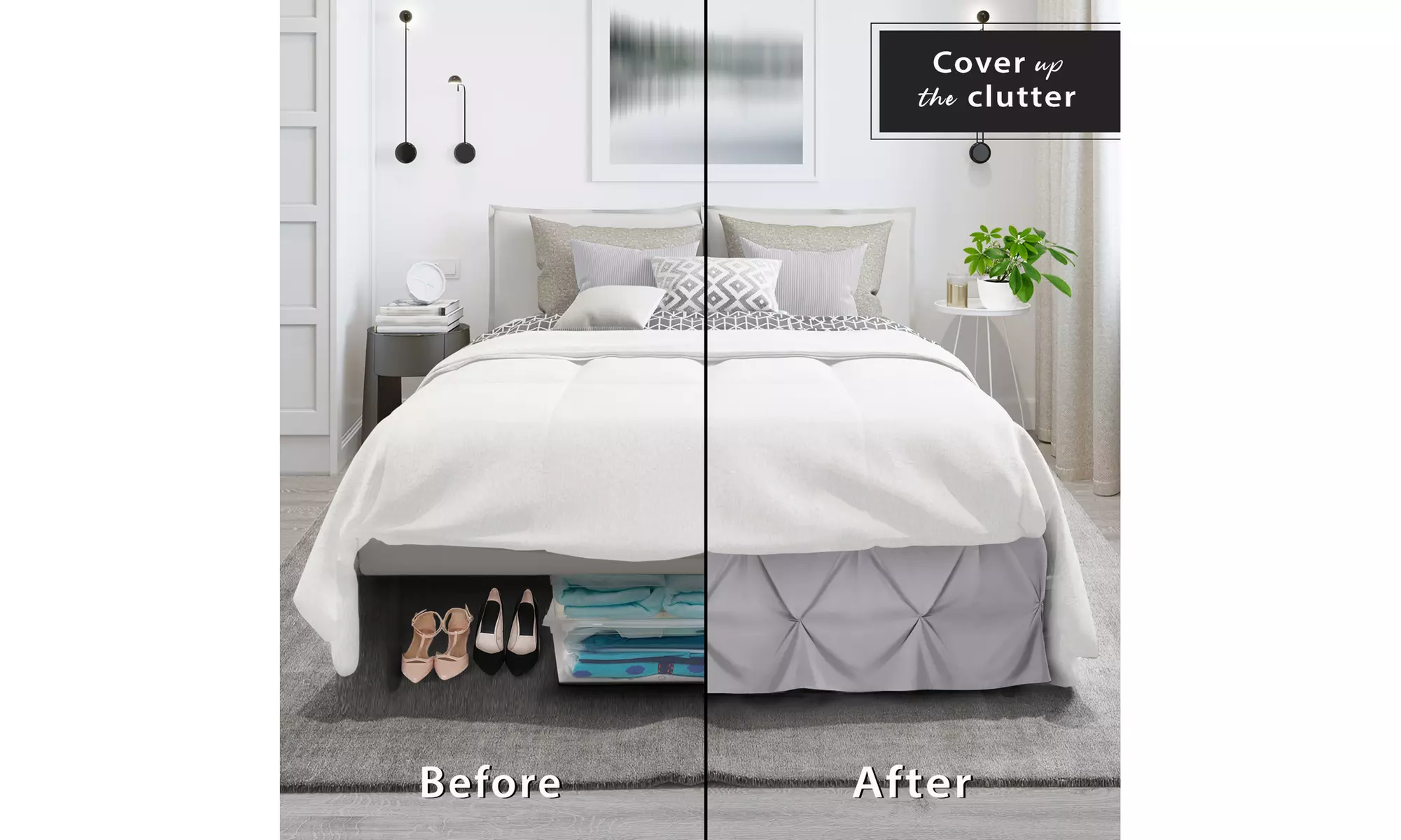 Nestl Pinch Pleat Bed Skirt - 14 inch Tailored Drop Pintuck Dust Ruffle