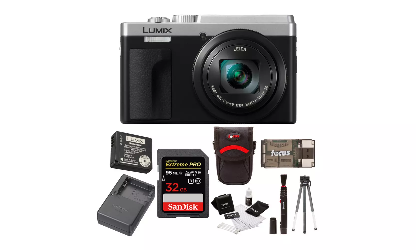 Panasonic LUMIX ZS80 20.3MP Travel Zoom Lens Digital Camera (Silver) Bundle - Primary Image
