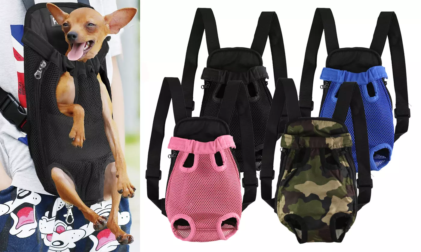 Pet Frontpack Carrier Travel Backpack Legs Out Easy-Fit for Traveling Hiking - Primary Image