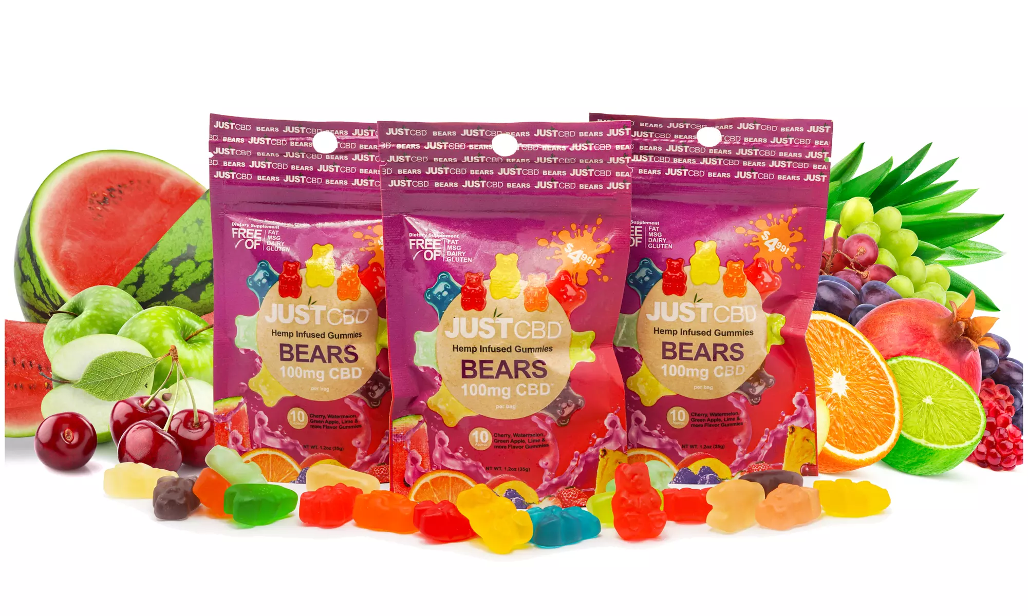 JustCBD CBD Gummies - 100mg Packs - Multiple Flavors Available - Primary Image