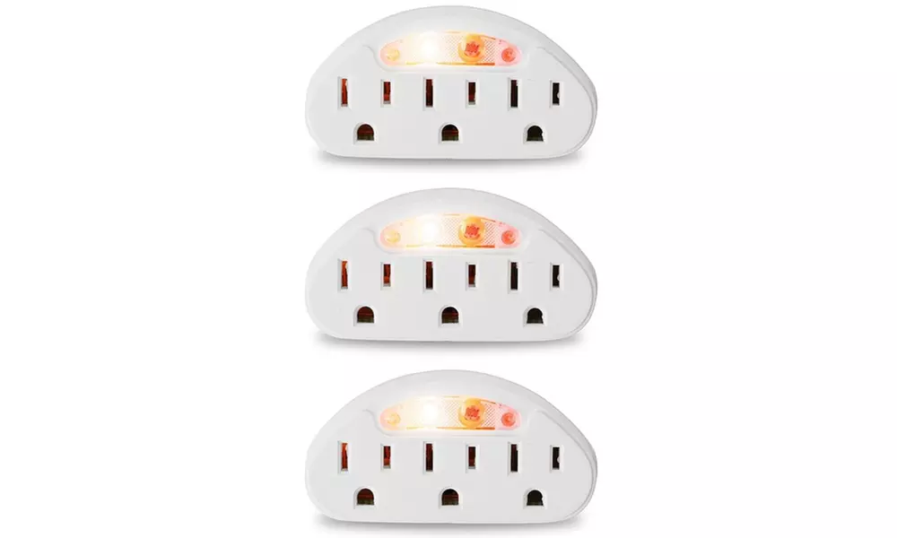 Grounded 3 Outlet Tap With PhotoSensor Nightlight (3-Pack) - Primary Image