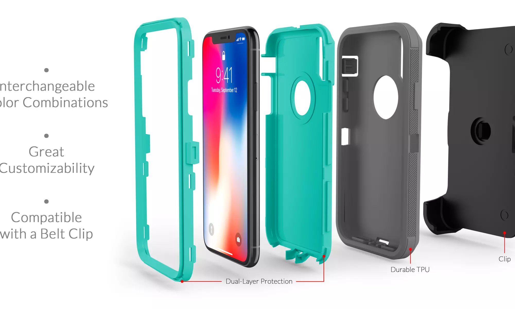 Apple iPhone 10 XS / MAX / XR Protective Shockproof Hybrid Defender Case w/ Clip - Second Medium