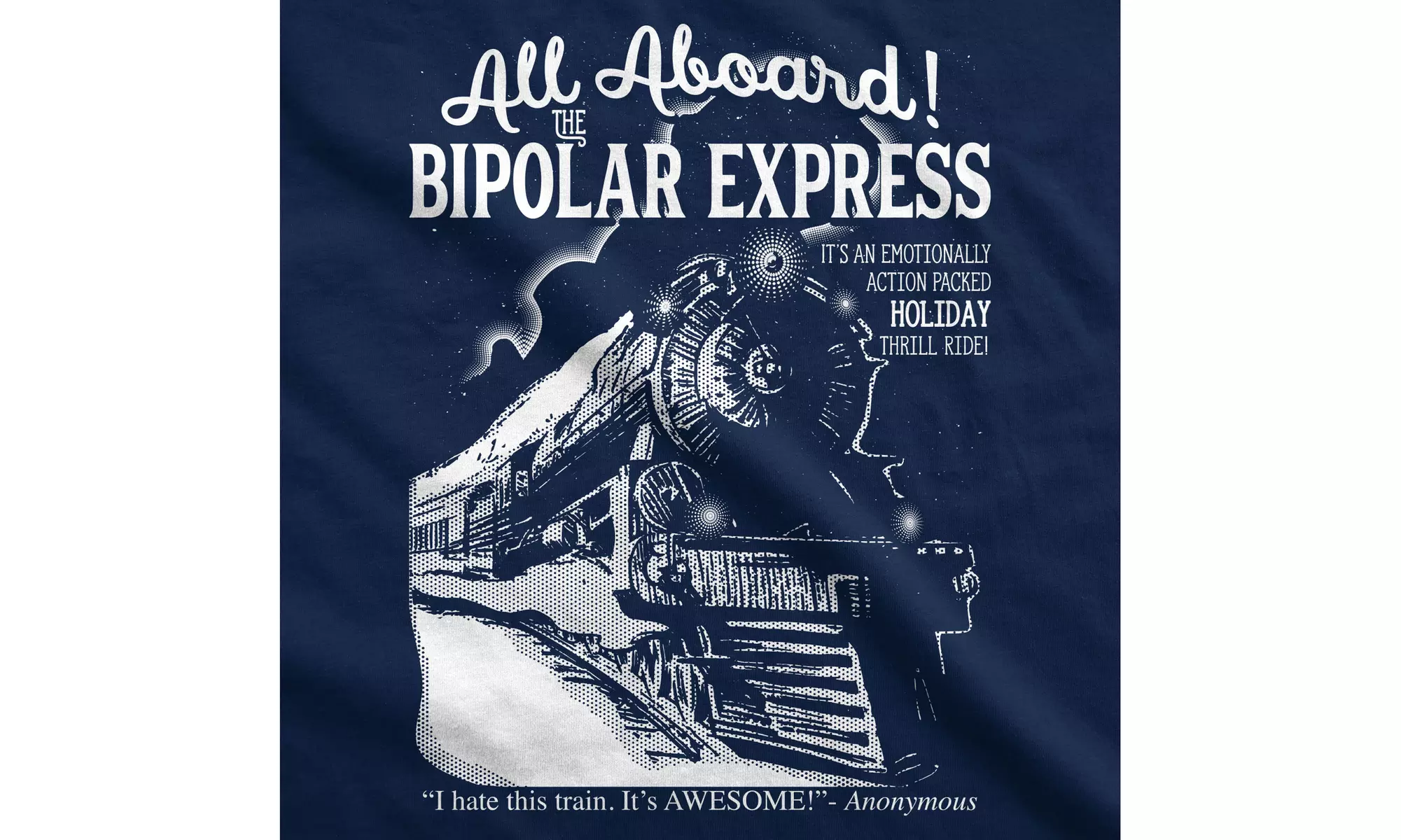 Mens All Aboard The Bipolar Express Tshirt Funny Family Holiday Tee - Second Medium