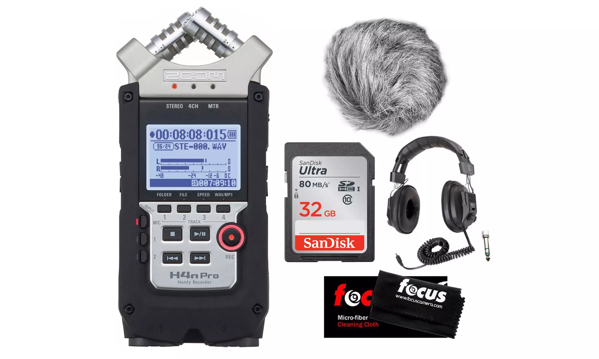 Zoom H4N PRO Four-Track Handy Audio Recorder w/ Wind Screen & Accessory Bundle - Primary Image