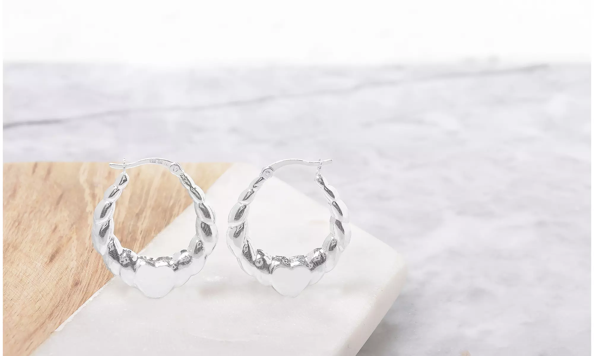 Polished Claddagh Hoop Earrings in Solid Sterling silver - Image 5