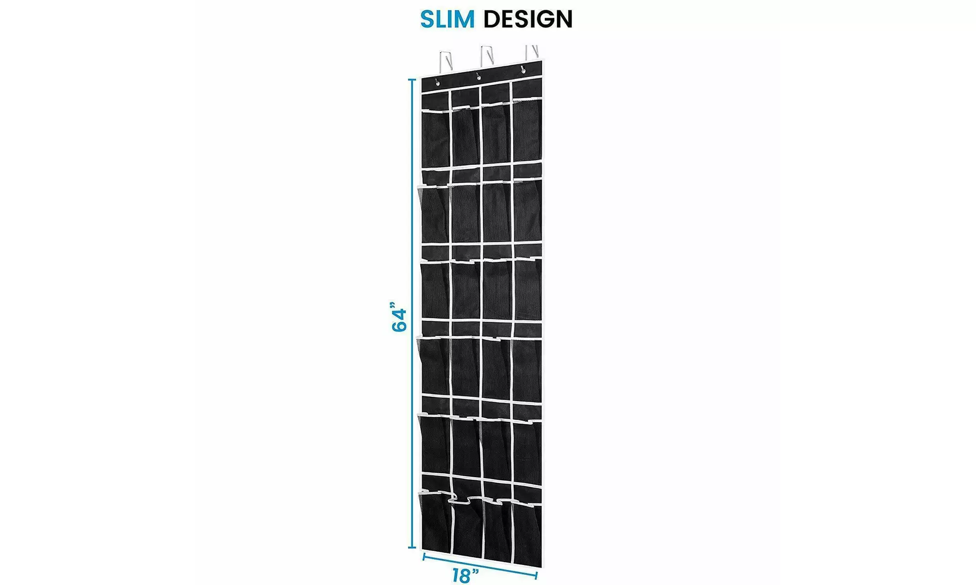 1-2 Pack 24 Wide Pockets Over the Door Shoe Organizer Hanging Shoe Holder