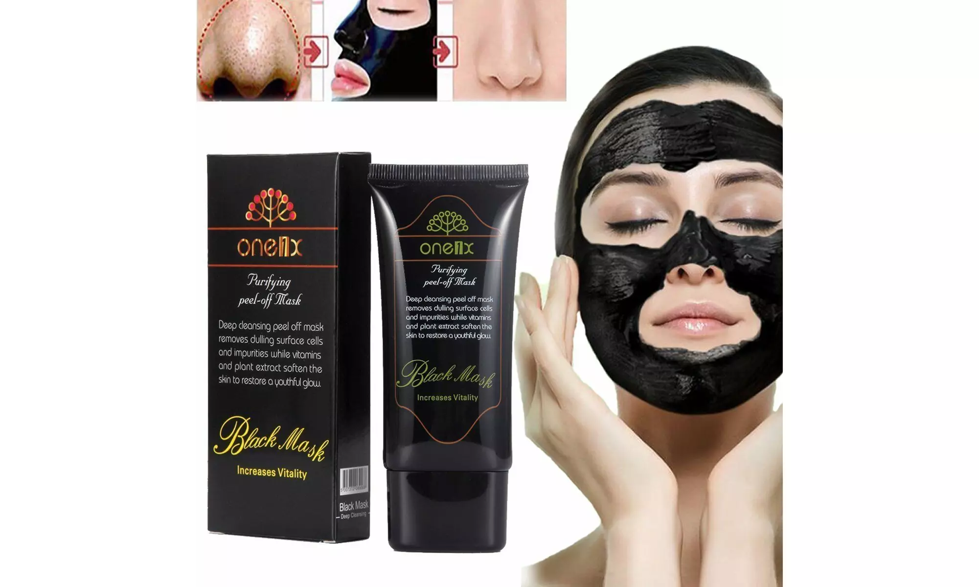 Black Mud Face Mask Blackhead Remover Deep Cleansing Peel Acne - Primary Image