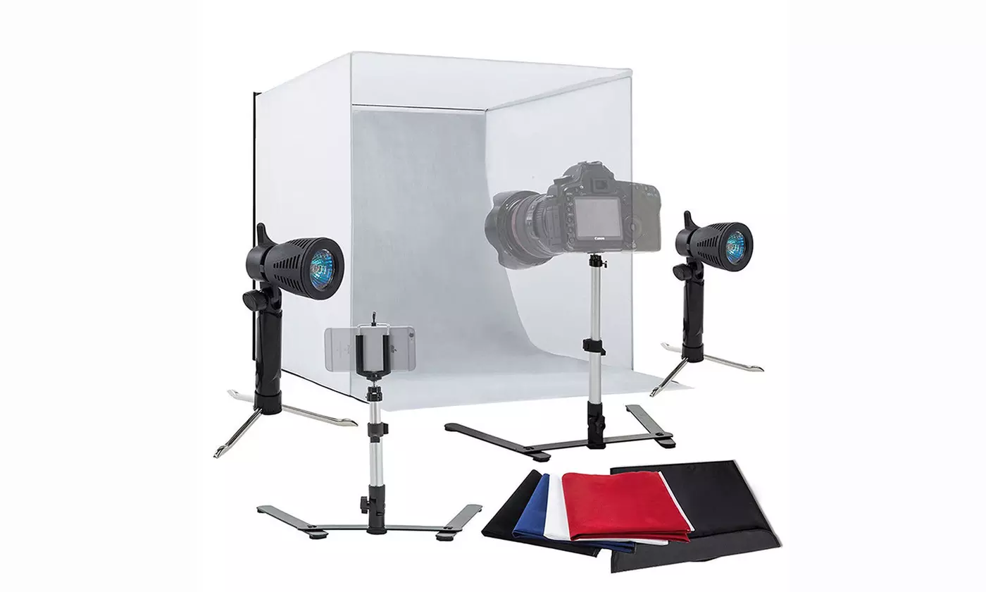 24"/60cm Folding Mini Studio Shooting Tent Photography Lighting Kit w/Backdrop  - Primary Image
