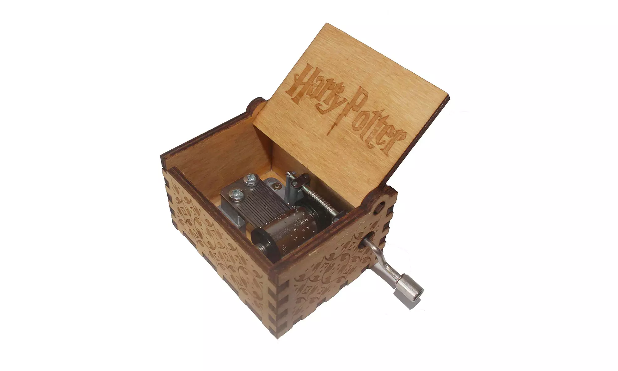 Harry Potter Engraved Wood Hand-Crank Music Box - Primary Image