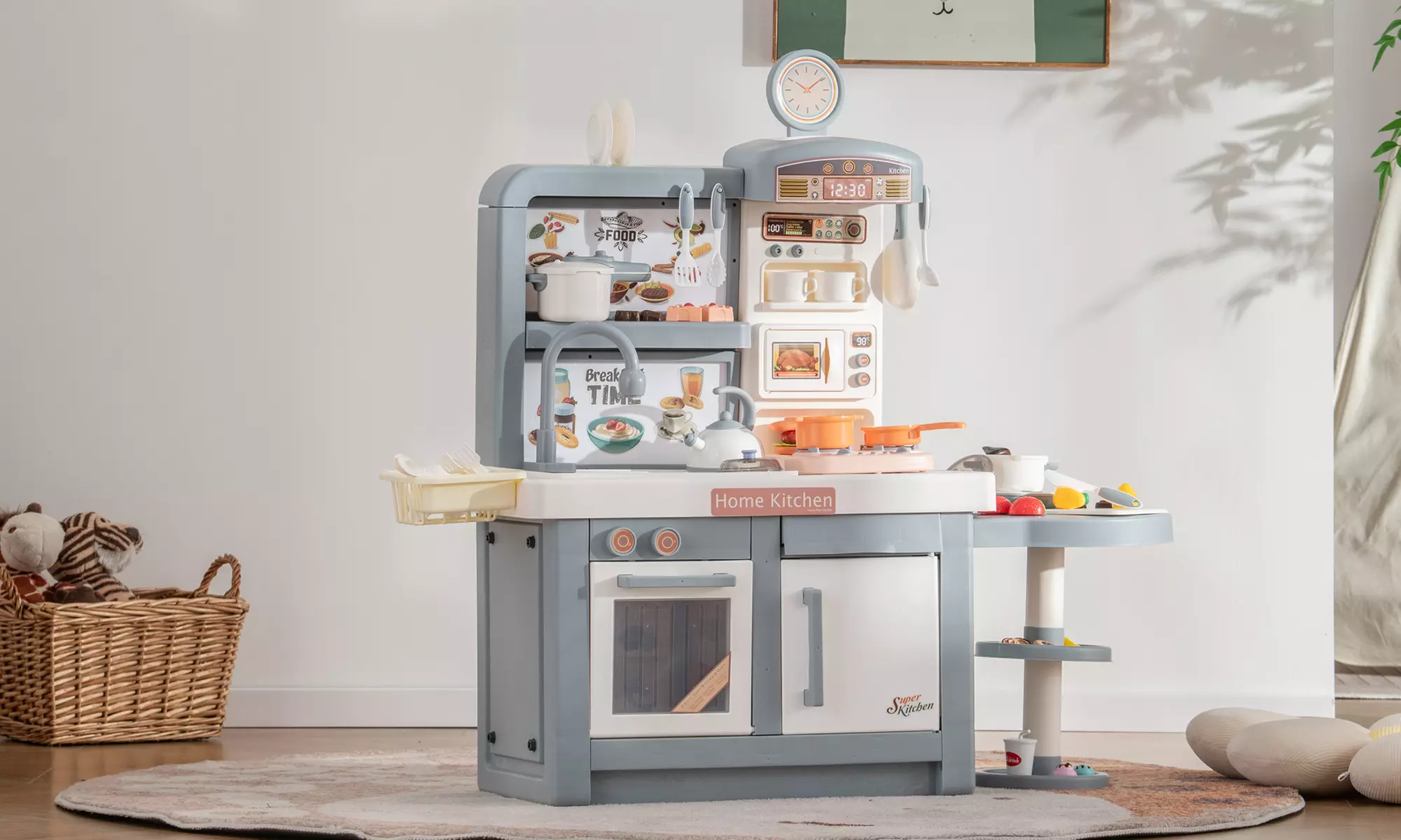 Kids Pretend Kitchen Playset Role Play Kitchen Play Toy with Sink Oven Microwave - Primary Image