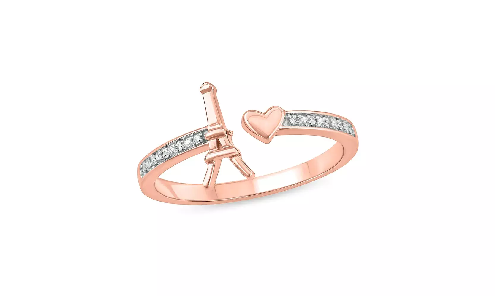 Eiffel Tower and Heart Open End Ring in 3 Color Options  - Second Medium