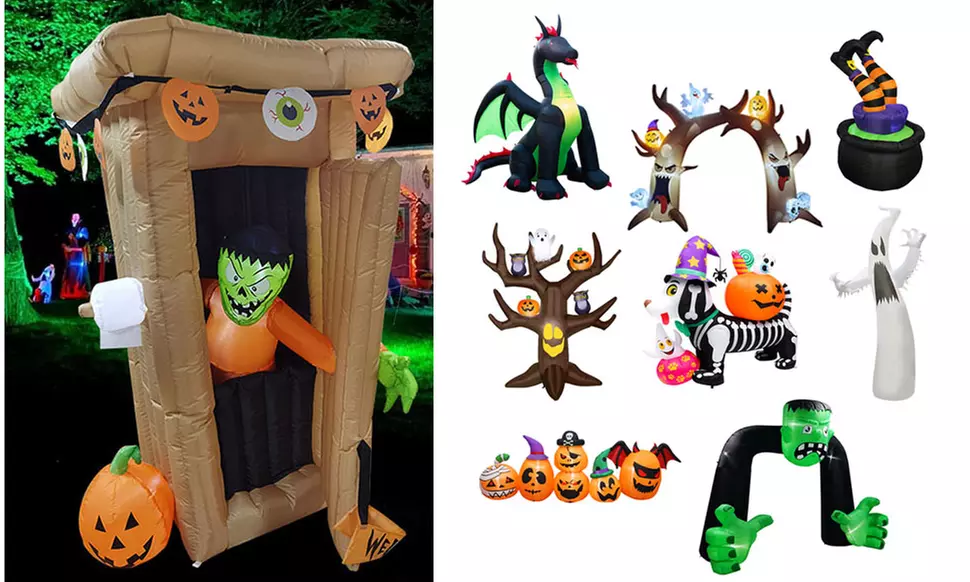 Outdoor Large Halloween Self Inflating Inflatables w/ LED Lights (9 Options) - Primary Image