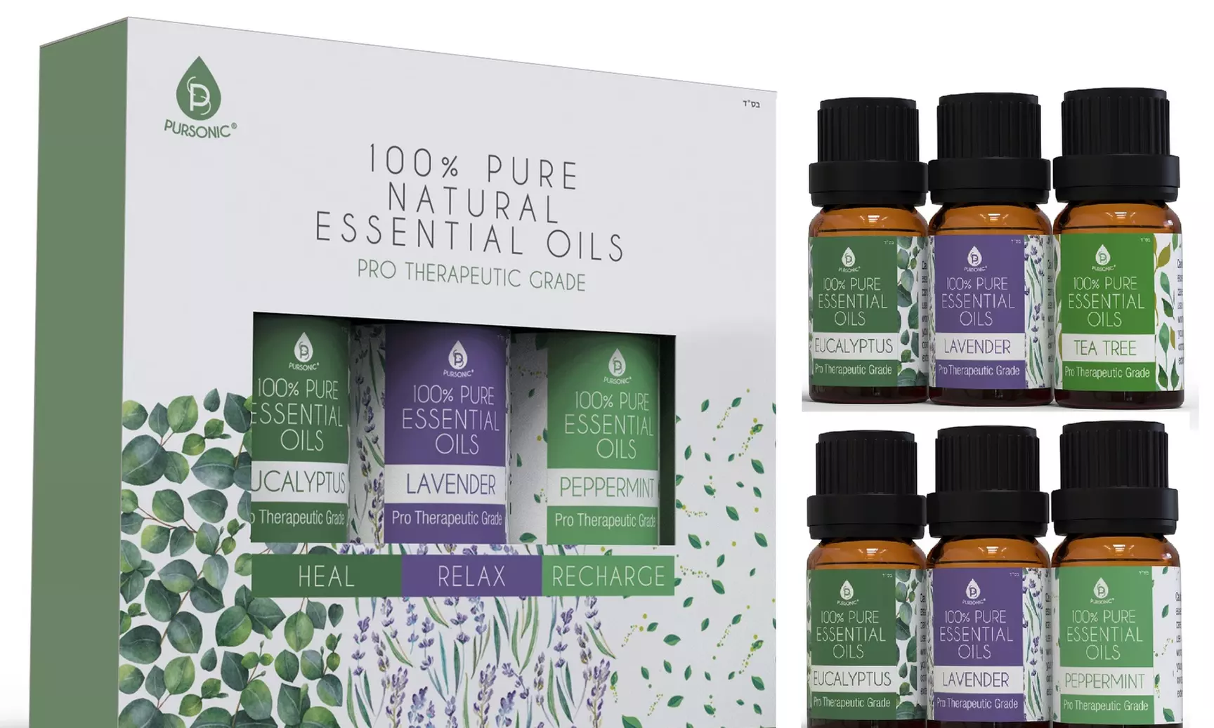 Pursonic 100% Natural Aromatherapy Essential Oils (3-Pack) - Second Medium