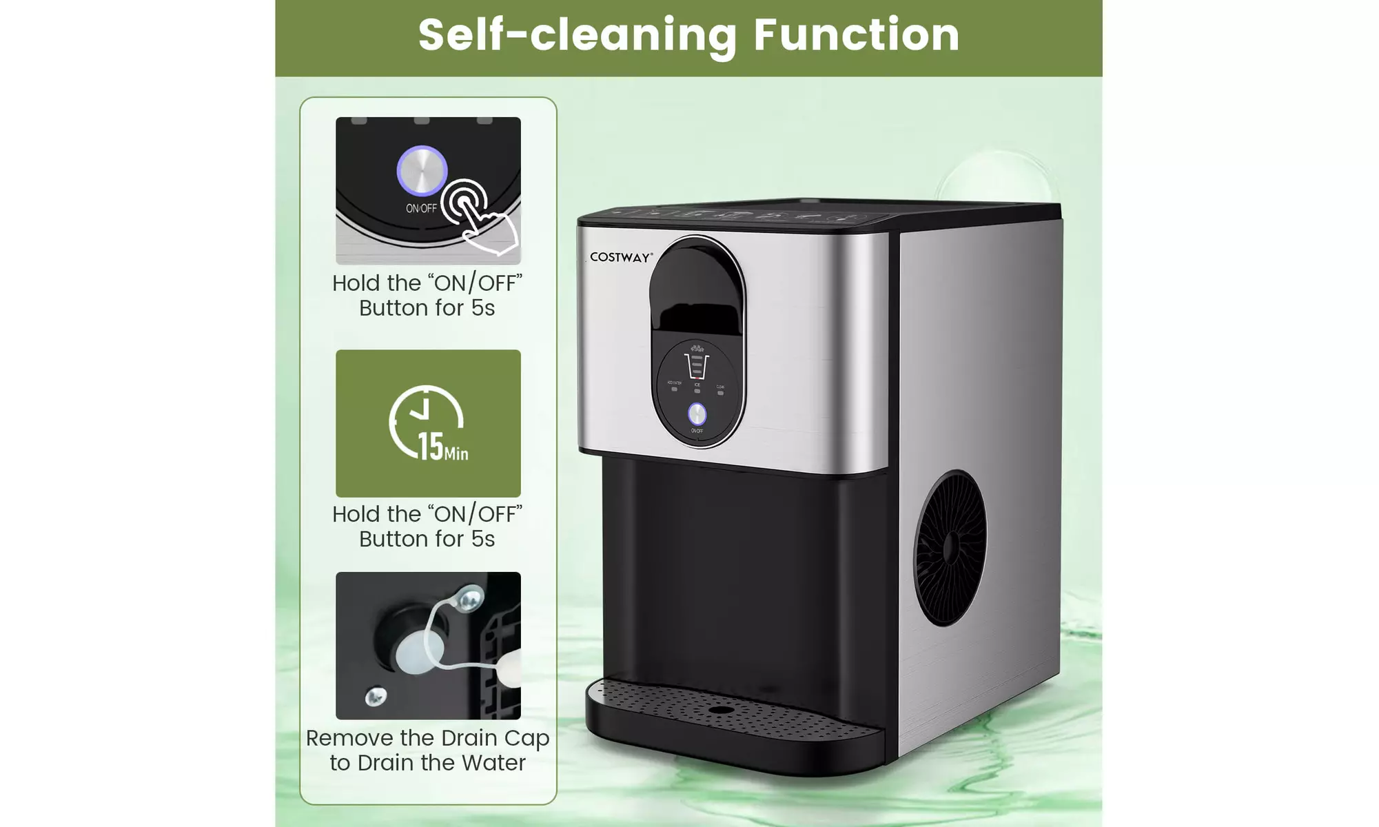 Costway 56 lbs/24 H Pebble Chewable Countertop Nugget Ice Maker
