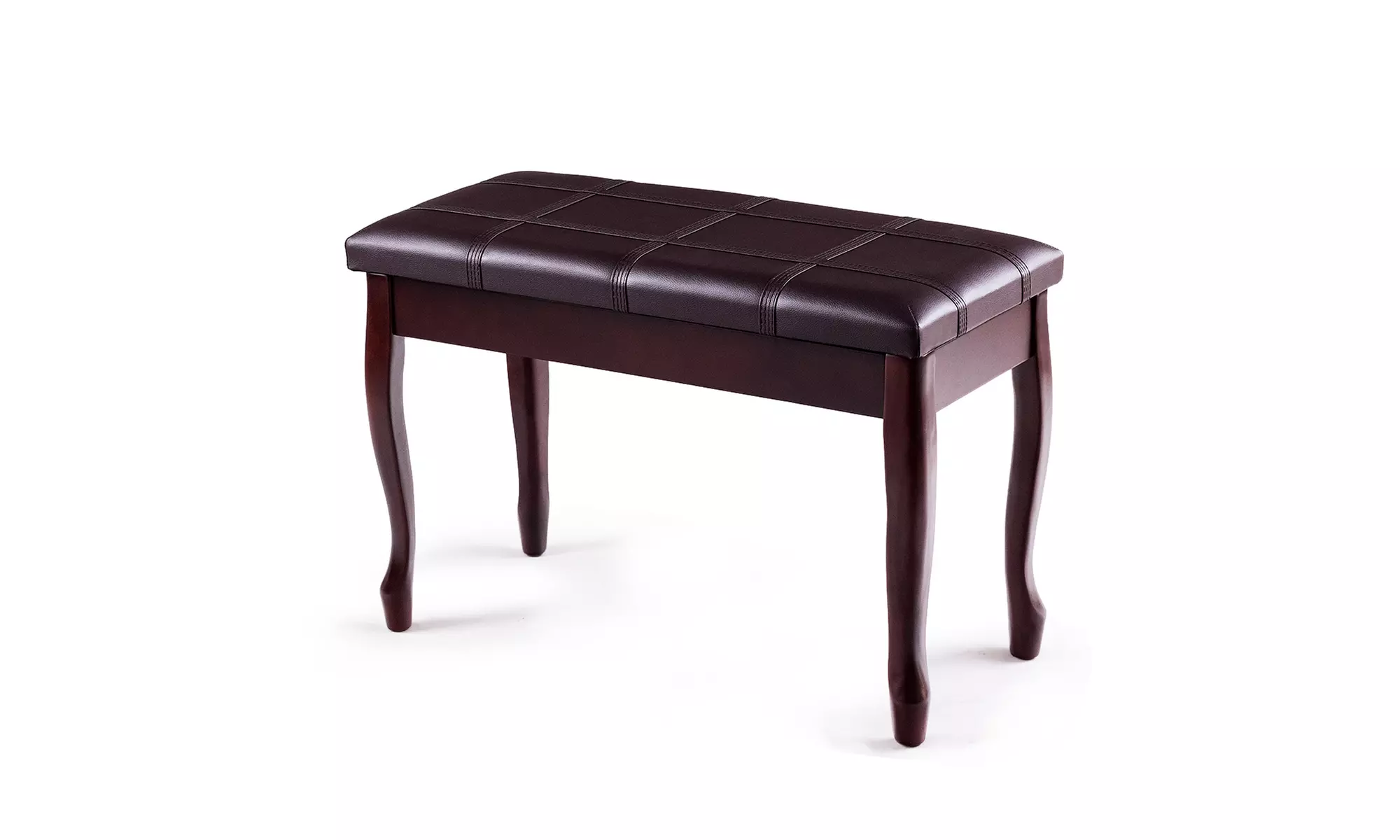 PU Leather Solid Wood Piano Bench Padded Double Duet Keyboard Stool - Primary Image